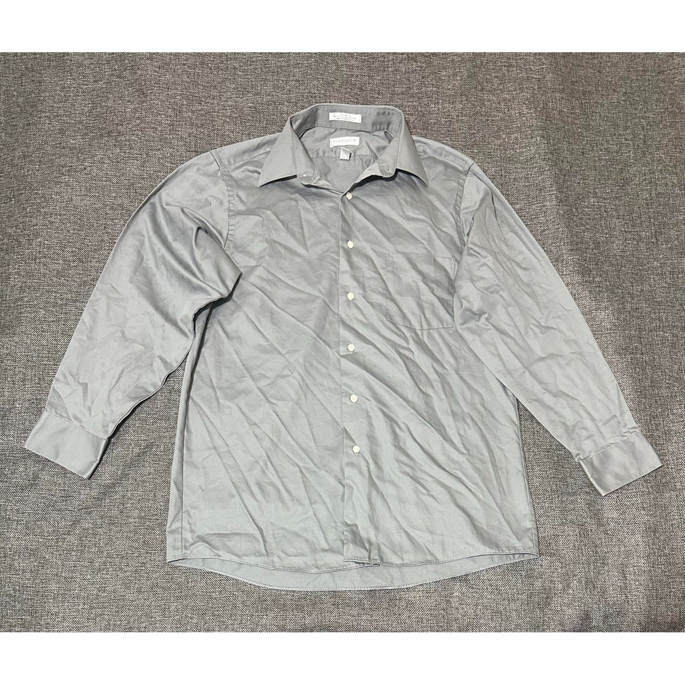 Van‎ Heusen Regular Fit Men's 15 1/2 32/33 M Gray Long Sleeve Shirt